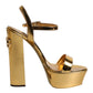 Gold Leather Platform Keira Sandals Shoes