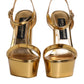 Gold Leather Platform Keira Sandals Shoes