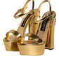 Gold Leather Platform Keira Sandals Shoes