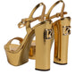 Gold Leather Platform Keira Sandals Shoes