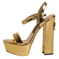 Gold Leather Platform Keira Sandals Shoes