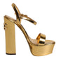 Gold Leather Platform Keira Sandals Shoes