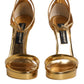 Gold Leather Platform Keira Sandals Shoes
