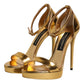 Gold Leather Platform Keira Sandals Shoes