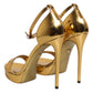 Gold Leather Platform Keira Sandals Shoes