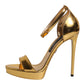 Gold Leather Platform Keira Sandals Shoes