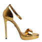 Gold Leather Platform Keira Sandals Shoes