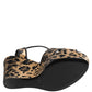 Brown Leopard Wedges Ankle Strap Sandals Shoes