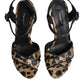 Brown Leopard Wedges Ankle Strap Sandals Shoes