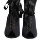Black Stiletto Heels Lace Up Boots Shoes