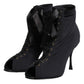 Black Stiletto Heels Lace Up Boots Shoes