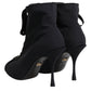 Black Stiletto Heels Lace Up Boots Shoes
