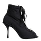 Black Stiletto Heels Lace Up Boots Shoes