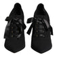 Black Lace Up Stiletto Heels Pumps Shoes