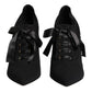 Black Lace Up Stiletto Heels Pumps Shoes