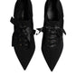Black Lace Up Stiletto Heels Pumps Shoes