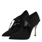 Black Lace Up Stiletto Heels Pumps Shoes