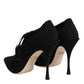 Black Lace Up Stiletto Heels Pumps Shoes