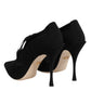 Black Lace Up Stiletto Heels Pumps Shoes