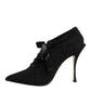 Black Lace Up Stiletto Heels Pumps Shoes