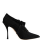 Black Lace Up Stiletto Heels Pumps Shoes