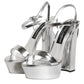 Silver Leather Platform Keira Sandals Shoes