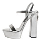 Silver Leather Platform Keira Sandals Shoes