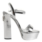 Silver Leather Platform Keira Sandals Shoes