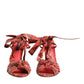 Coral Python Leather Heels Sandals Shoes