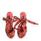 Coral Python Leather Heels Sandals Shoes