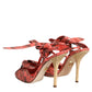 Coral Python Leather Heels Sandals Shoes