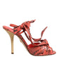 Coral Python Leather Heels Sandals Shoes