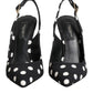 Black White Dotted Stiletto Slingback Shoes