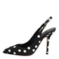 Black White Dotted Stiletto Slingback Shoes