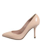 Beige Patent Leather Stiletto Heel Pumps Shoes