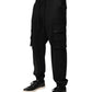 Solid Black Cargo Jogger Men Sweatpants Pants