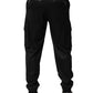 Solid Black Cargo Jogger Men Sweatpants Pants