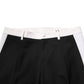 Black White Stripe Wool Men Trouser Pants