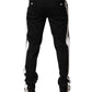 Black White Stripe Wool Men Trouser Pants