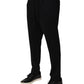 Black Stripes Viscose Skinny Dress Men Pants