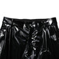 Black Polyester Mid Waist Men Trouser Pants