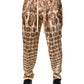Beige Coin Print Silk Twill Men Jogger Pants