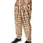 Beige Coin Print Silk Twill Men Jogger Pants