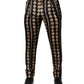 Black Coin Print Silk Skinny Men Trouser Pants