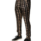 Black Coin Print Silk Skinny Men Trouser Pants