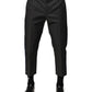 Gray Blue Cotton 3/4 Chinos Crop Trouser Pants