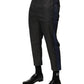 Gray Blue Cotton 3/4 Chinos Crop Trouser Pants