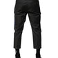 Gray Blue Cotton 3/4 Chinos Crop Trouser Pants