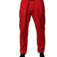 Red Cotton Pleated Men Formal Trouser Pants