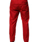Red Cotton Pleated Men Formal Trouser Pants